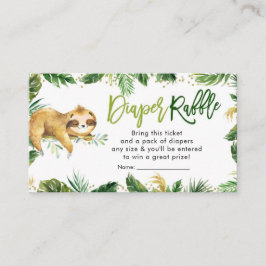 Tarjeta De Recepción Tropical Boy Sloth Baby Shower Diaper Raffle