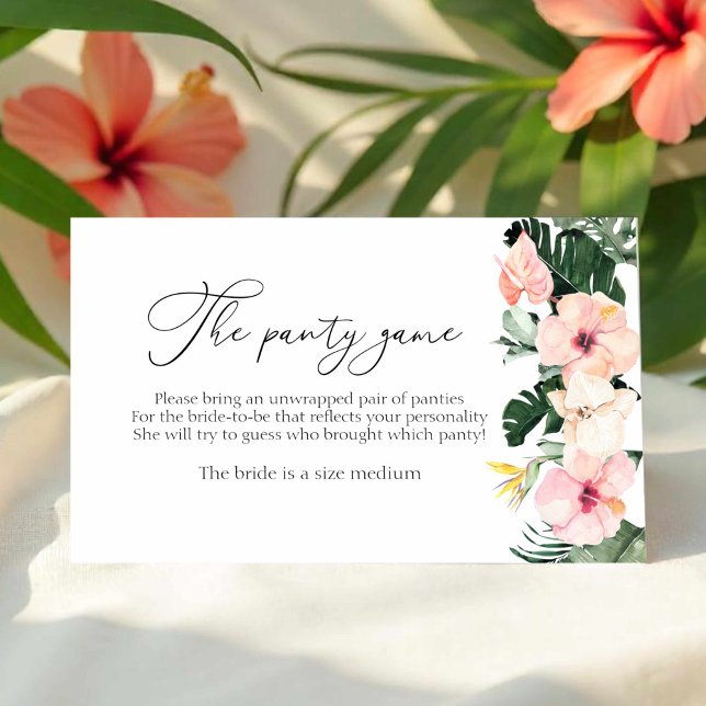 Tarjeta De Recepción Tropical Bridal Shower The Panty Game (Subido por el creador)