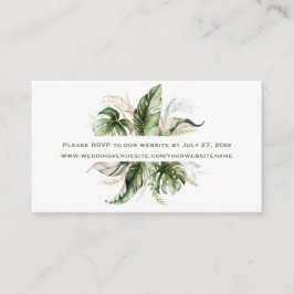 Tarjeta De Recepción Tropical deja la vegetación RSVP en sitio web |