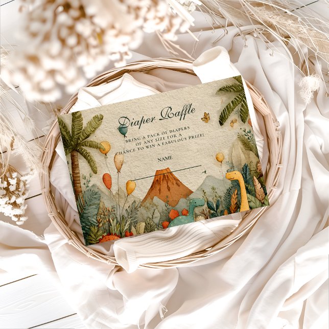 Tarjeta De Recepción Tropical Dino Adventure Baby Shower Diapper Raffle (Subido por el creador)
