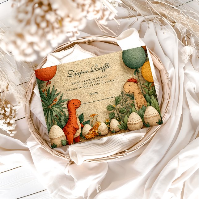 Tarjeta De Recepción Tropical Dinosaur Theme Baby Shower Diapper Raffle (Subido por el creador)