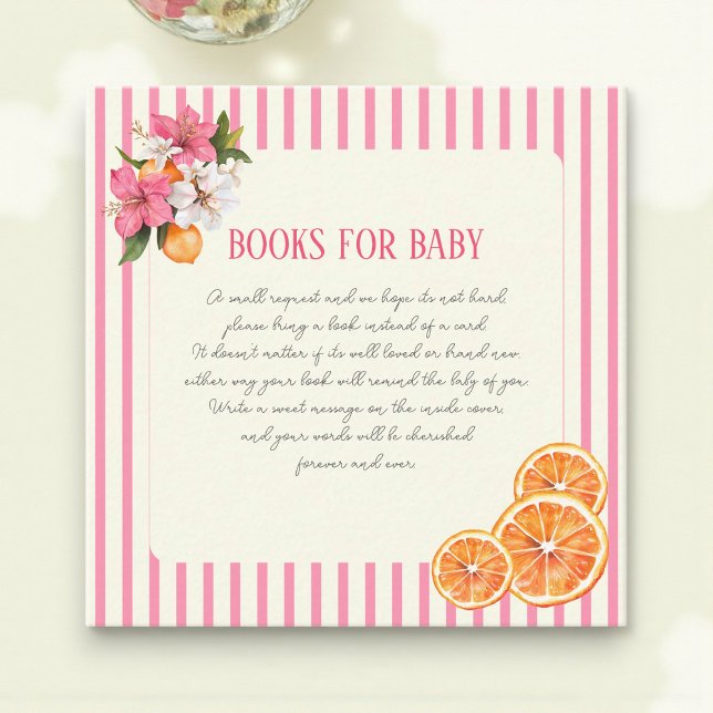 Tarjeta De Recepción Tropical Flowers Citrus Baby Book Request Card (Subido por el creador)