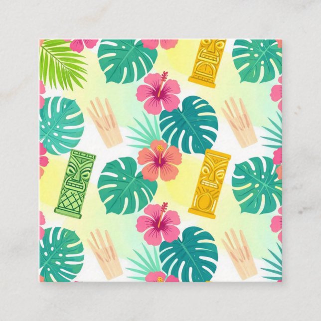 Tarjeta De Recepción Tropical Hawaiian Tiki Pattern for Parties Wedding (Anverso)
