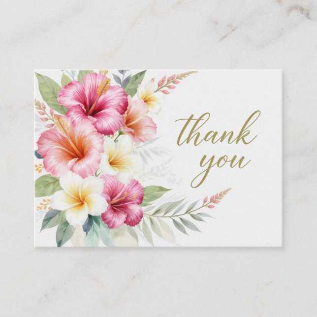 Tarjeta De Recepción Tropical Hibiscus Hawaiian  Thank You Card (Anverso)