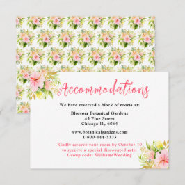 Tarjeta De Recepción Tropical Jungle Floral Wedding Accommodations