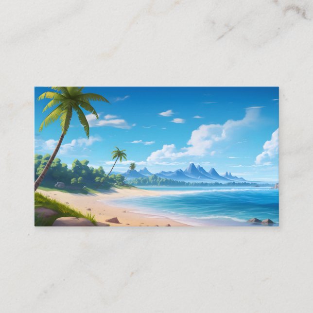 Tarjeta De Recepción Tropical Ocean Island Sandy Beach Shore (Anverso)