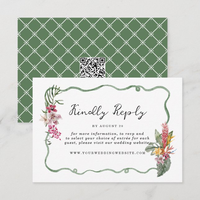 Tarjeta De Recepción Tropical Organic Wedding Online RSVP Card (Anverso / Reverso)
