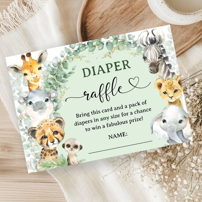 Tarjeta De Recepción Tropical Safari Animals Baby Shower Diaper Raffle (Subido por el creador)