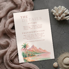 Tarjeta De Recepción Tropical Sunset Island Watercolor Wedding Details