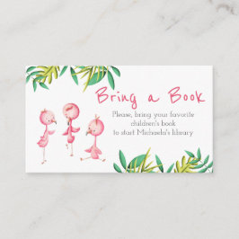 Tarjeta De Recepción Tropical Triplet Baby Shower Flamingo Trae un libr