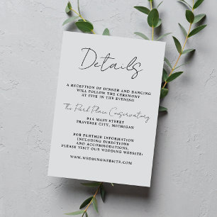 Tarjeta De Recepción True Simplicity 3 Script Minimal Cool Mist Wedding