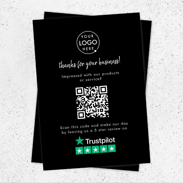 Tarjeta De Recepción Trustpilot Review nos Black Business Gracias QR (Subido por el creador)