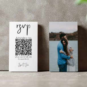 Tarjeta De Recepción Tu foto, código QR en blanco y negro para responde