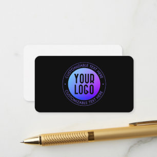 Tarjeta De Recepción Tu logotipo y gradiente ombré moderno azul y púrpu