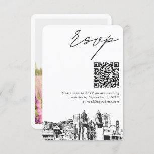 Tarjeta De Recepción Tucson Boda RSVP moderno Código QR pequeño