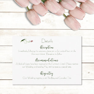 Tarjeta De Recepción Tulip Floral rosa
