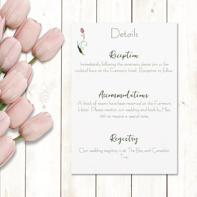 Tarjeta De Recepción Tulip Floral rosa (Subido por el creador)