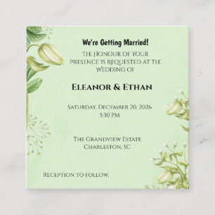 Tarjeta De Recepción Tulipán Amarillo Vibrante y Ranunculus Boda Formal