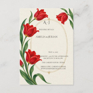 Tarjeta De Recepción Tulipán Botánico Escarlata Viva
