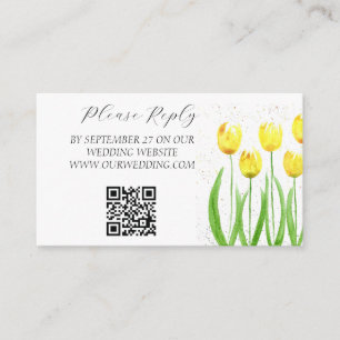 Tarjeta De Recepción Tulipanes amarillos Acuarela Flores Boda Floral