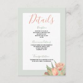 Tarjeta De Recepción Tulipanes de manantial de color rosa y menta