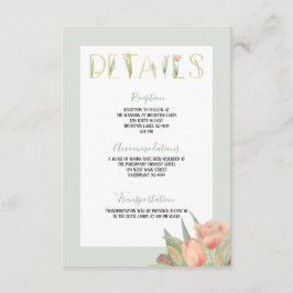 Tarjeta De Recepción Tulipanes de manantial de color rosa y menta