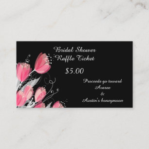 Tarjeta De Recepción Tulipanes rosados sobre negro