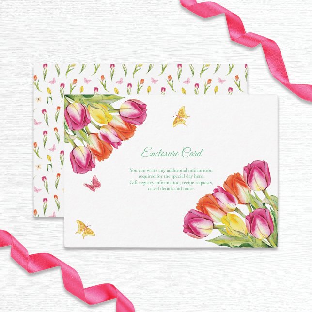 Tarjeta De Recepción Tulipanes y mariposas ducha de novia blanca (Subido por el creador)
