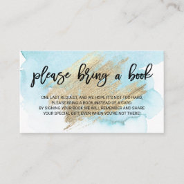 Tarjeta De Recepción Turquesa azul acuarela Trae Baby Shower un libro