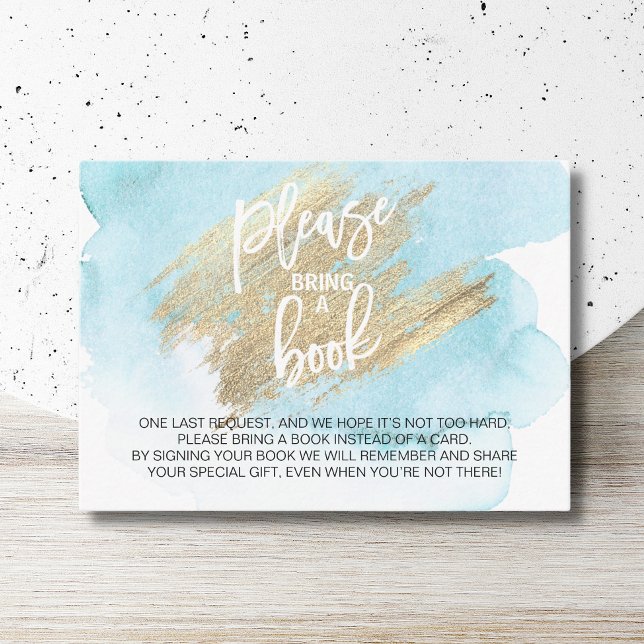 Tarjeta De Recepción Turquesa azul acuarela Trae Baby Shower un libro (Subido por el creador)