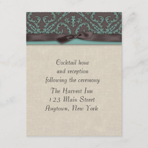 Tarjeta de Recepción Turquesa Marrón Chocolate