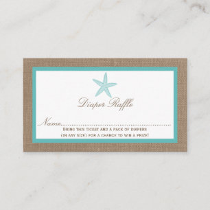 Tarjeta De Recepción Turquoise Starfish Beach Baby Shower Diaper Raffle
