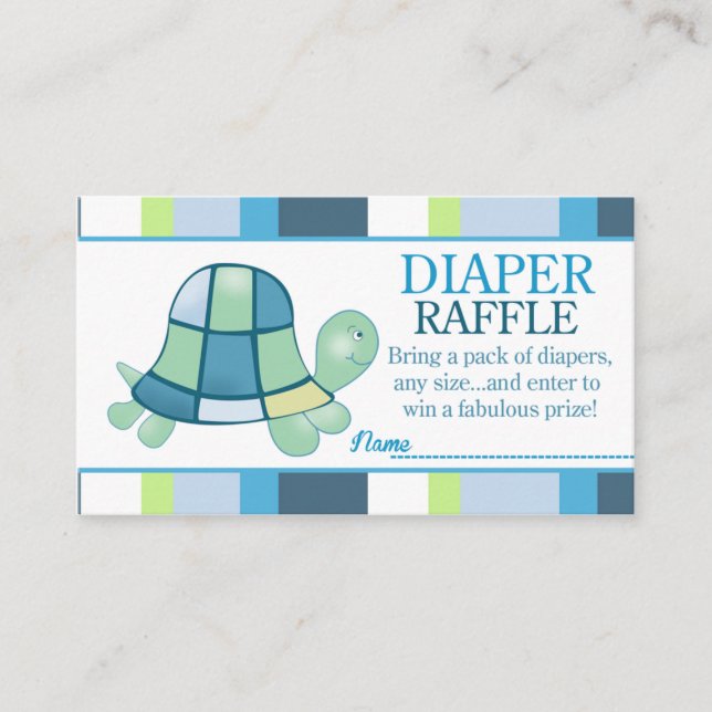 Tarjeta De Recepción Turtle Bay Baby Shower Diaper Raffle (Anverso)