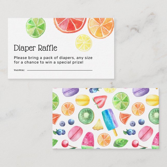 Tarjeta De Recepción Tutti Fruitti Baby Shower Diaper Raffle (Anverso / Reverso)