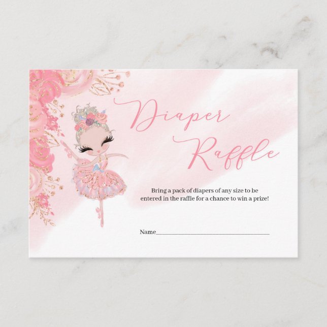 Tarjeta De Recepción Tutu ballerina oro Baby Shower Diaper Raffle (Anverso)