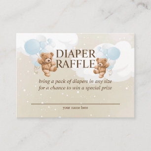 Tarjeta De Recepción Twin Boy Teddy Bear Diaper Raffle Card