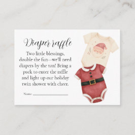 Tarjeta De Recepción Twin Santa Babies Diaper Raffle Card