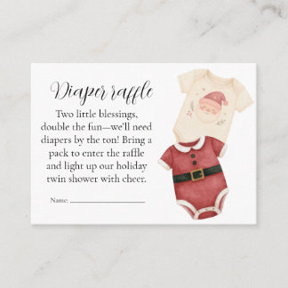 Tarjeta De Recepción Twin Santa Babies Diaper Raffle Card