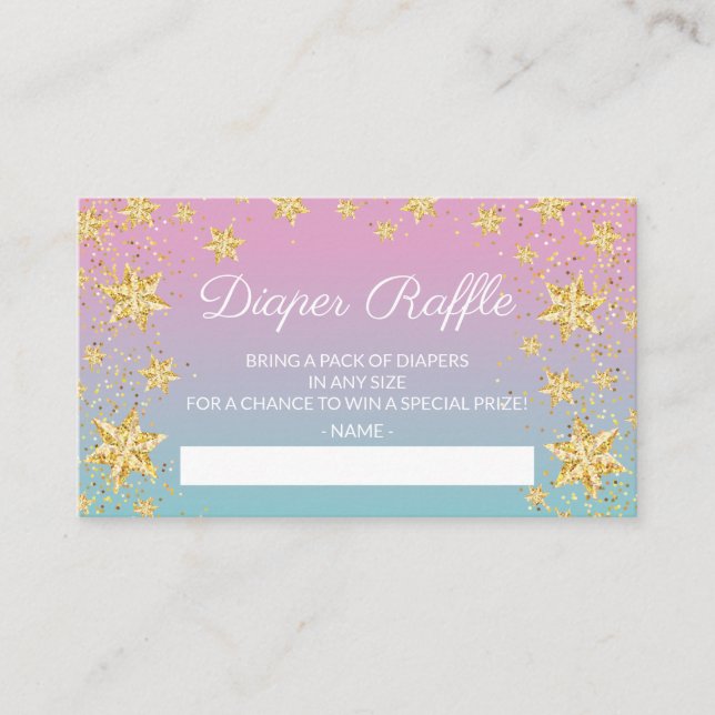 Tarjeta De Recepción Twinkle Little Star Baby Show Diaper Raffle Ticket (Anverso)
