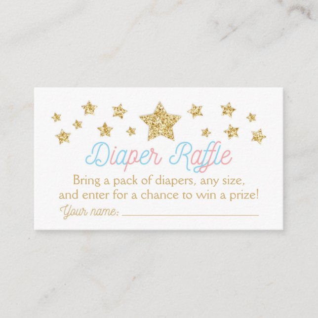 Tarjeta De Recepción Twinkle Little Star Baby Shower Diaper Raffle (Anverso)