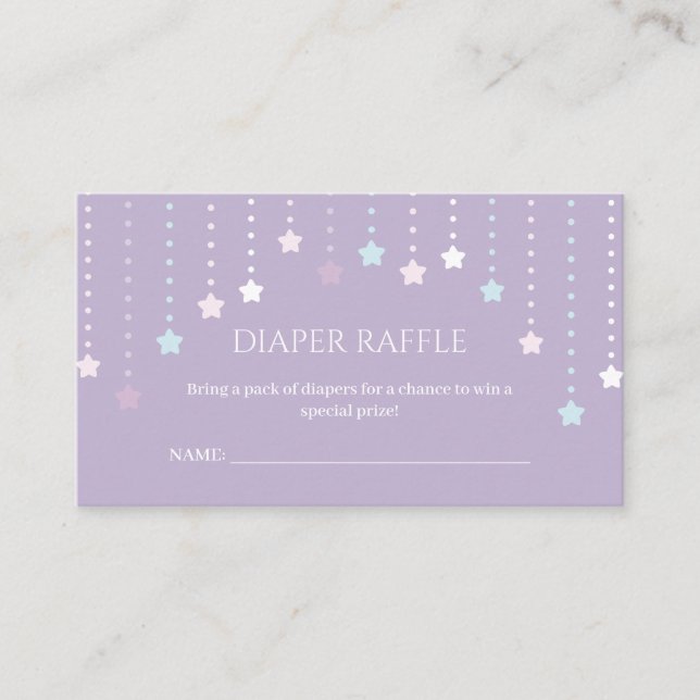 Tarjeta De Recepción Twinkle Little Star Baby Shower Diaper Raffle (Anverso)
