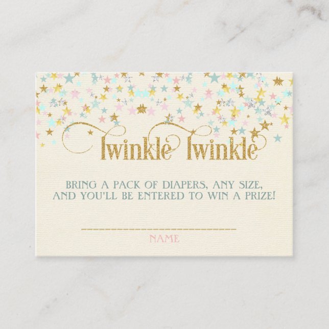 Tarjeta De Recepción Twinkle Little Star Baby Shower Diaper Raffle (Anverso)