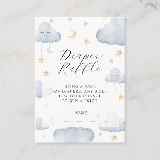 Tarjeta De Recepción Twinkle Little Star Baby Shower Diaper Raffle (Anverso)