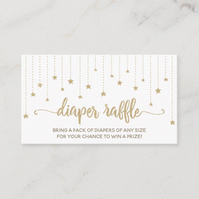 Tarjeta De Recepción Twinkle Little Star Baby Shower Diaper Raffle Card (Anverso)