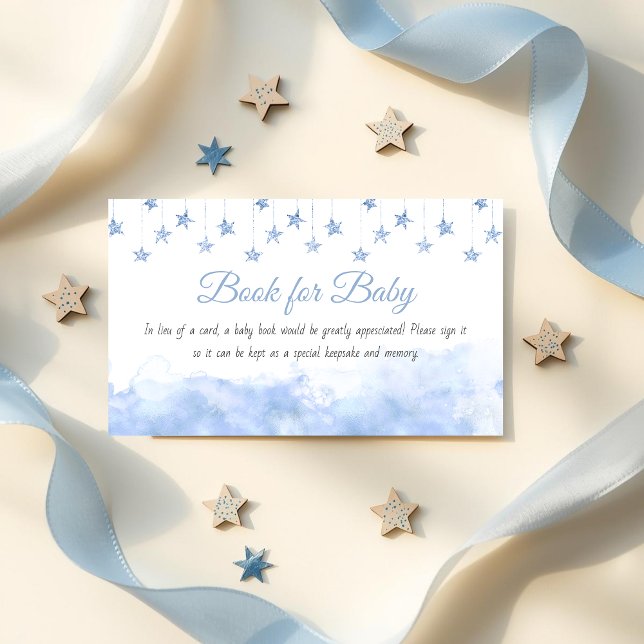 Tarjeta De Recepción Twinkle Little Star Blue Baby Shower Book Request (Subido por el creador)