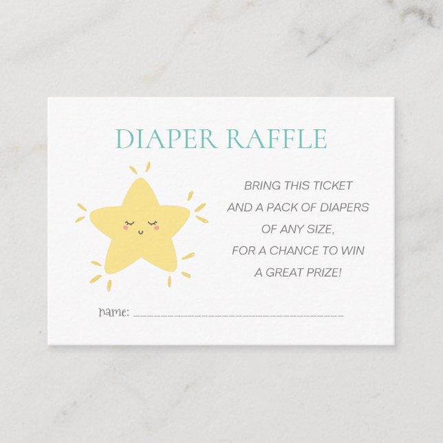 Tarjeta De Recepción Twinkle Little Star Diaper Raffle Baby Shower (Anverso)