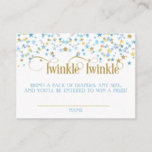 Tarjeta De Recepción Twinkle Little Star Diaper Raffle Blue Gold