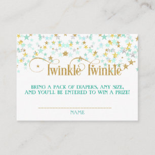 Tarjeta De Recepción Twinkle Little Star Diaper Raffle Mint Green Gold
