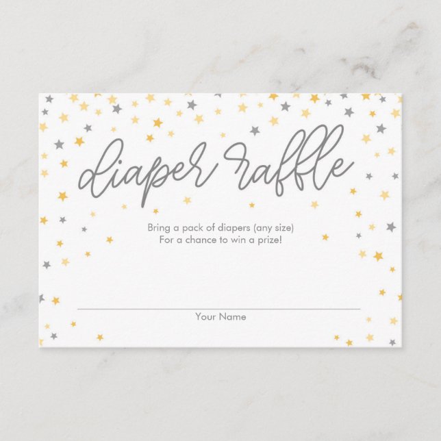 Tarjeta De Recepción Twinkle Little Star Diaper Raffle Ticket Gray (Anverso)