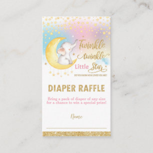 Tarjeta De Recepción Twinkle Little Star Elephant Chica Diaper Raffle